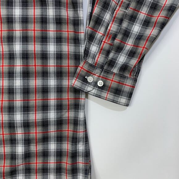 Cinch Shirt Mens XL Gray Red Cotton Plaid Long Sleeve Button Down Western Dress - Picture 3 of 12